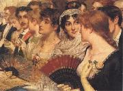 William Holyoake Inthe Front Row at the Opera oil on canvas